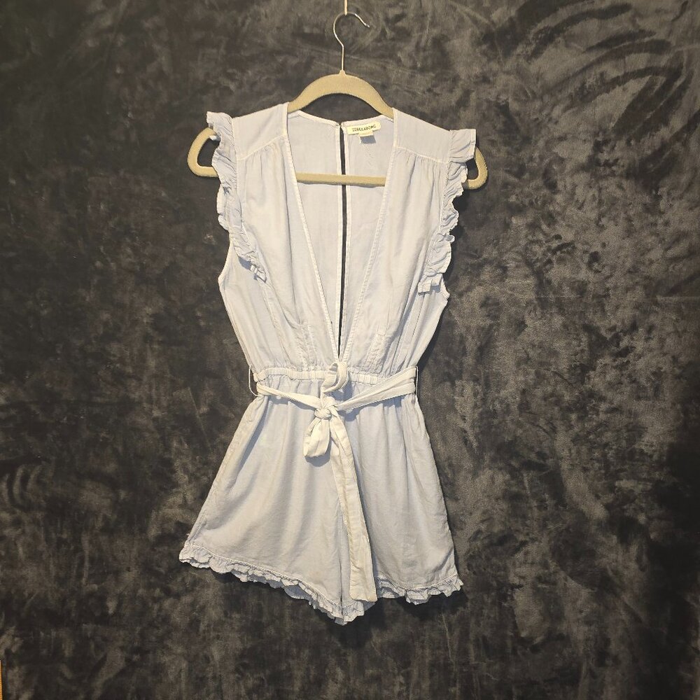 Light Blue BillaBong Ruffled Jumper with Tie Bent Size M